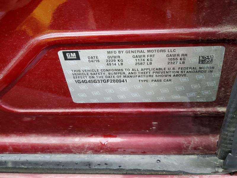 Продажа на аукционе авто 2016 Buick Lacrosse, vin: 1G4G45G37GF280941, номер лота: 58538716