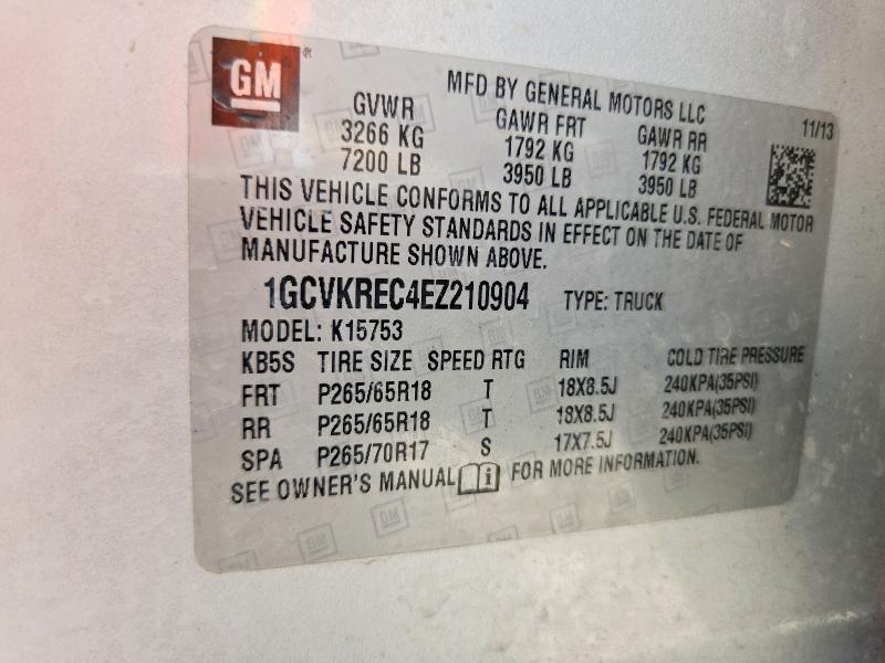 Продаж на аукціоні авто 2014 Chevrolet Silverado, vin: 1GCVKREC4EZ210904, номер лоту: 58705296
