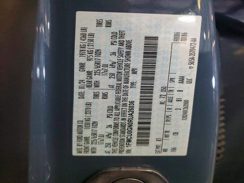 Продажа на аукционе авто 2024 Ford Escape, vin: 1FMCU0GN0RUA26036, номер лота: 55692306