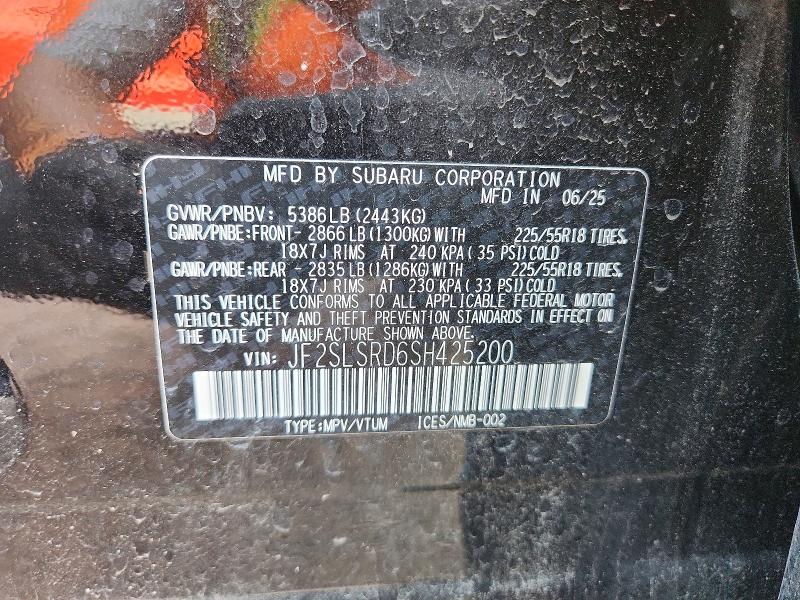 Продаж на аукціоні авто 2025 Subaru Forester, vin: JF2SLSRD6SH425200, номер лоту: 58683306