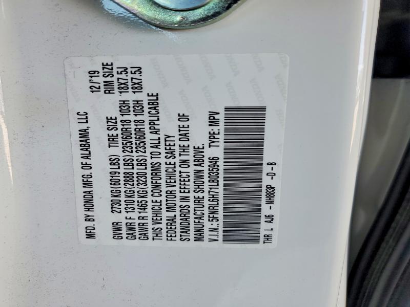 Auction sale of the 2020 Honda Odyssey, vin: 5FNRL6H71LB035946, lot number: 57445936