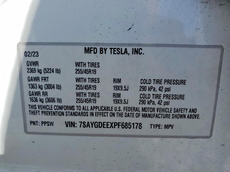 Продажа на аукционе авто 2023 Tesla Model Y, vin: 7SAYGDEEXPF685178, номер лота: 55634146