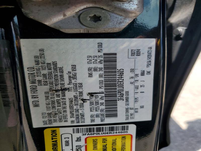 Auction sale of the 2014 Ford Fusion, vin: 3FA6P0LU0ER244605, lot number: 58968116