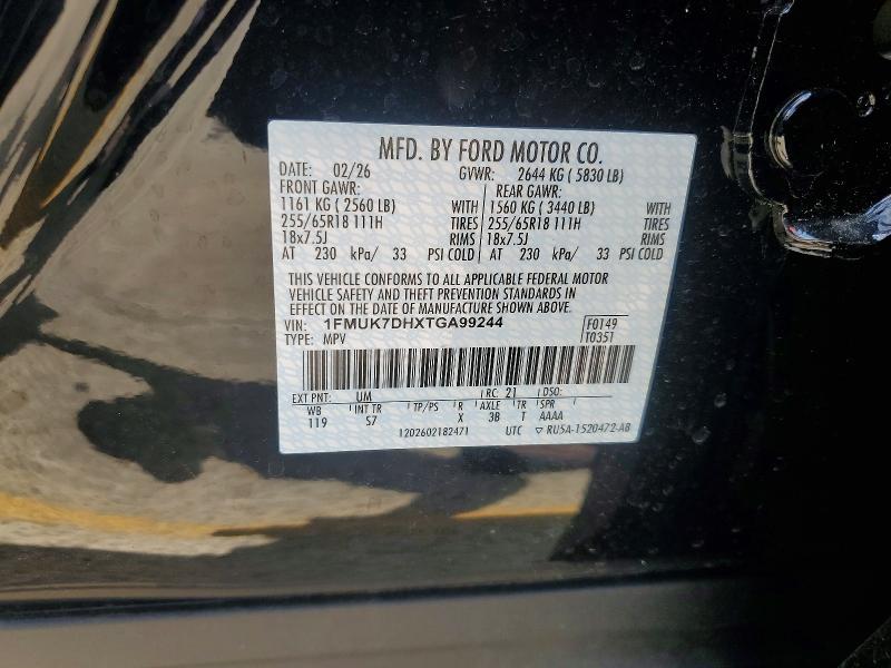 59311516 :رقم المزاد ، 1FMUK7DHXTGA99244 vin ، 2026 Ford Explorer مزاد بيع