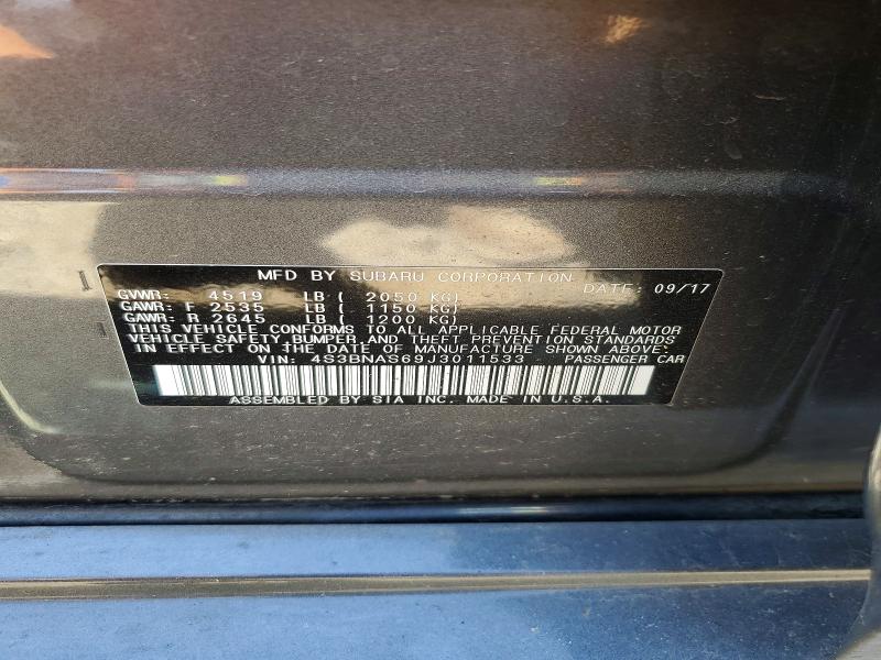 58733736 :رقم المزاد ، 4S3BNAS69J3011533 vin ، 2018 Subaru Legacy مزاد بيع