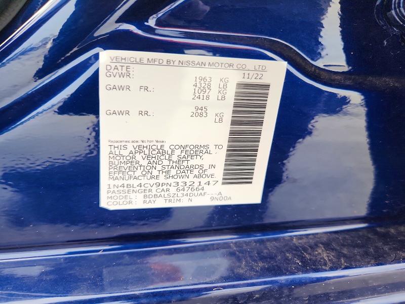 Aukcja sprzedaży 2023 Nissan Altima, vin: 1N4BL4CV9PN332147, numer aukcji: 58189926