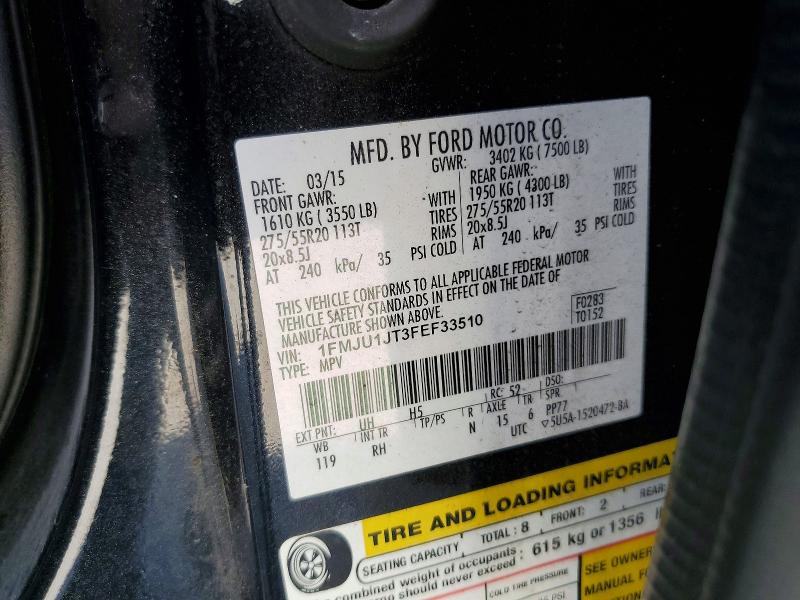 2015 Ford Expedition მანქანა იყიდება აუქციონზე, vin: 1FMJU1JT3FEF33510, აუქციონის ნომერი: 55330976