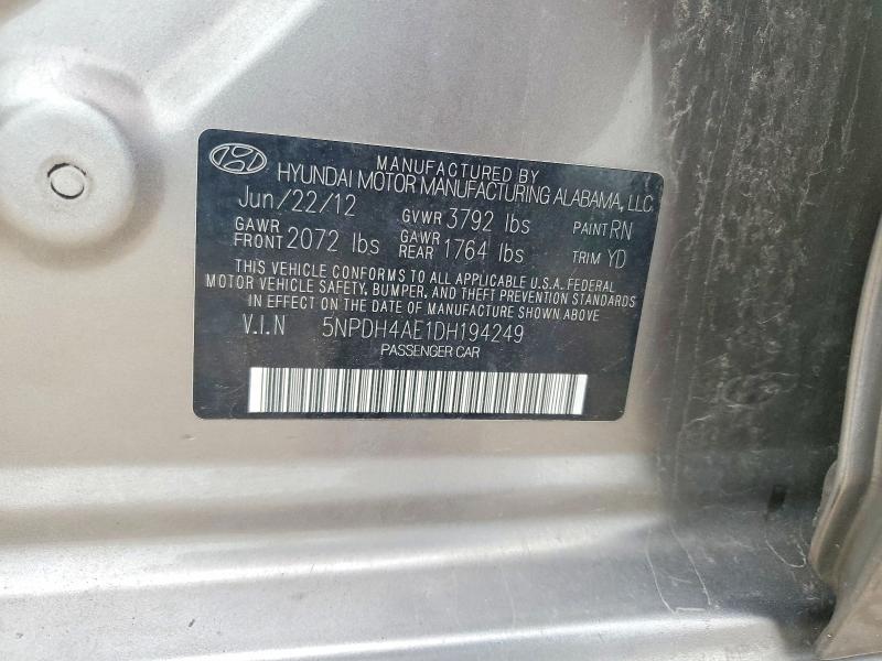 Продажа на аукционе авто 2013 Hyundai Elantra, vin: 5NPDH4AE1DH194249, номер лота: 57628376