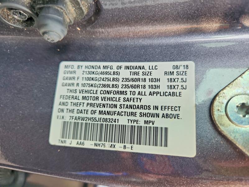 58579216 :رقم المزاد ، 7FARW2H55JE083241 vin ، 2018 Honda Cr-v مزاد بيع
