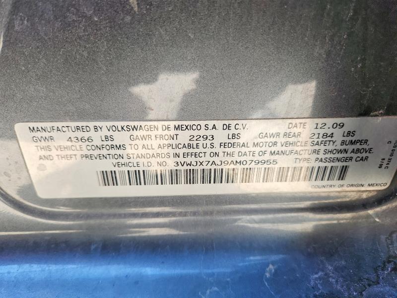 2010 Volkswagen Jetta მანქანა იყიდება აუქციონზე, vin: 3VWJX7AJ9AM079955, აუქციონის ნომერი: 56087536