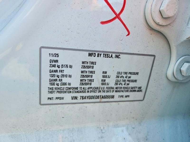 Продажа на аукционе авто 2026 Tesla Model Y, vin: 7SAYGDED8TA605598, номер лота: 57275346