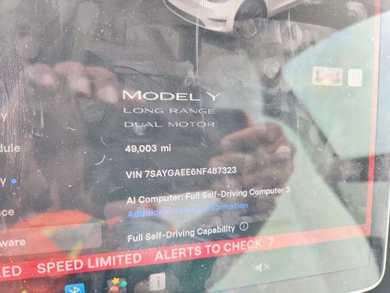 Продажа на аукционе авто 2022 Tesla Model Y, vin: 7SAYGAEE6NF487323, номер лота: 56528186