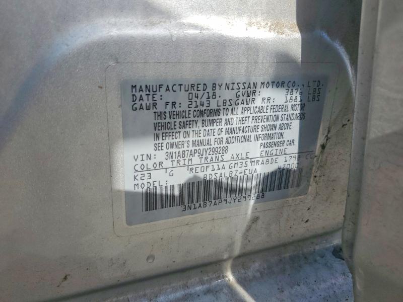 Продаж на аукціоні авто 2018 Nissan Sentra, vin: 3N1AB7AP9JY299288, номер лоту: 58989046