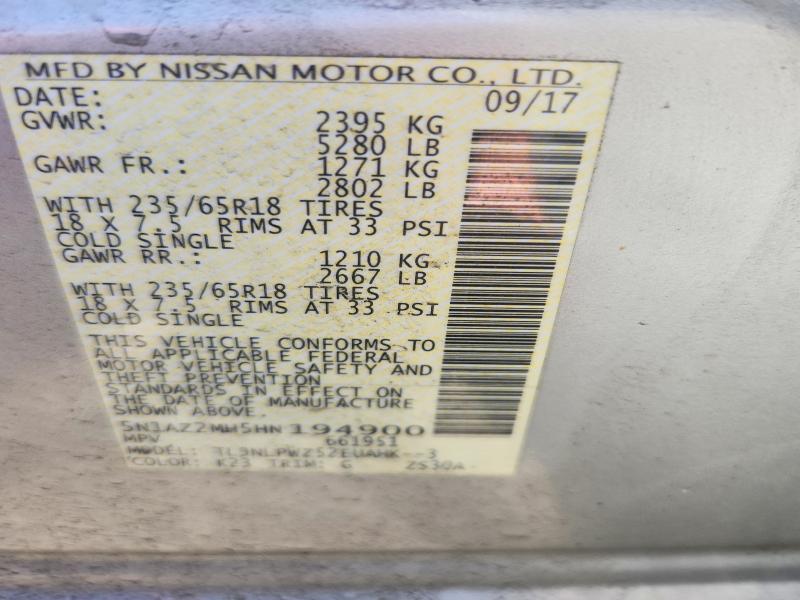 Продаж на аукціоні авто 2017 Nissan Murano, vin: 5N1AZ2MH5HN194900, номер лоту: 56024286