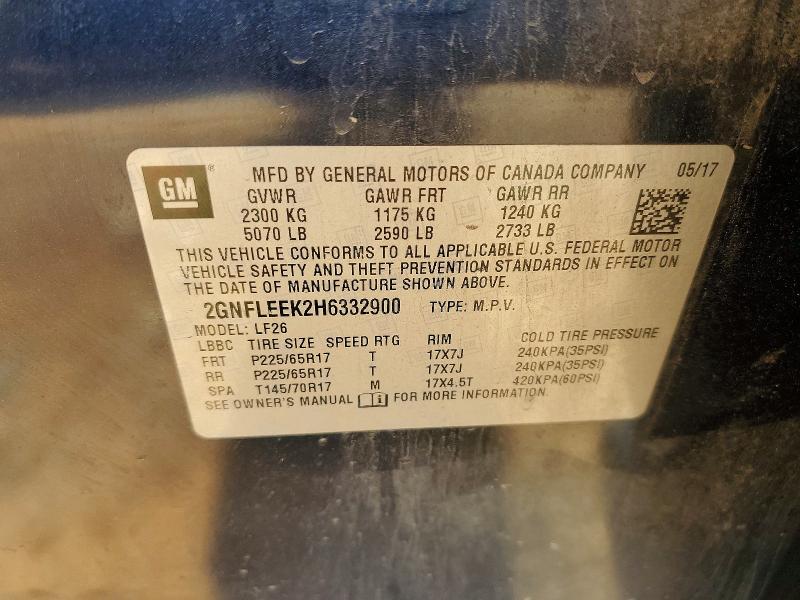 2017 Chevrolet Equinox მანქანა იყიდება აუქციონზე, vin: 2GNFLEEK2H6332900, აუქციონის ნომერი: 56240276