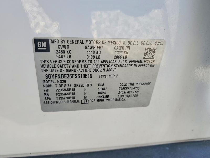 2015 Cadillac Srx მანქანა იყიდება აუქციონზე, vin: 3GYFNBE36FS610619, აუქციონის ნომერი: 57966086