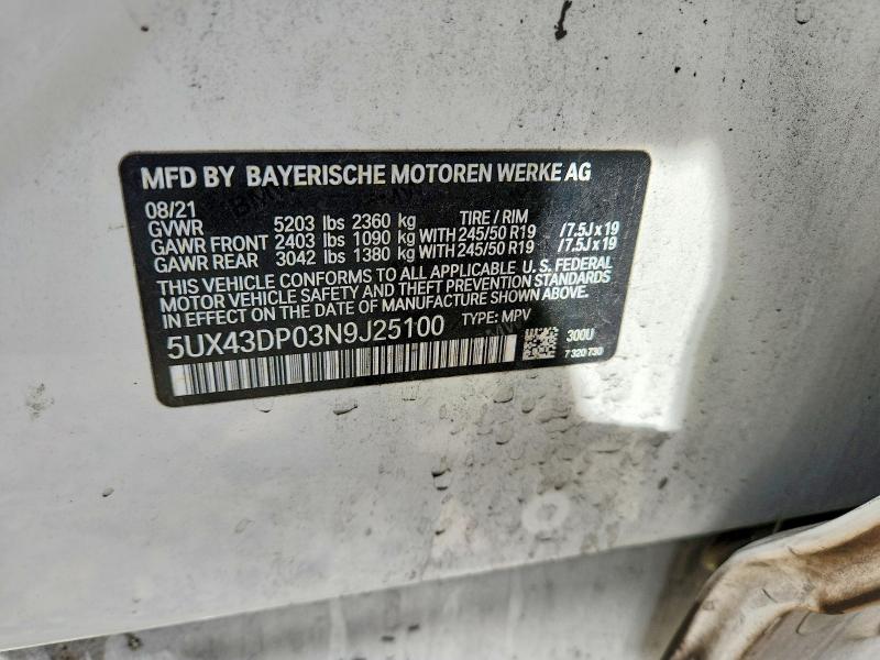 Продажа на аукционе авто 2022 Bmw X3, vin: 5UX43DP03N9J25100, номер лота: 56678516