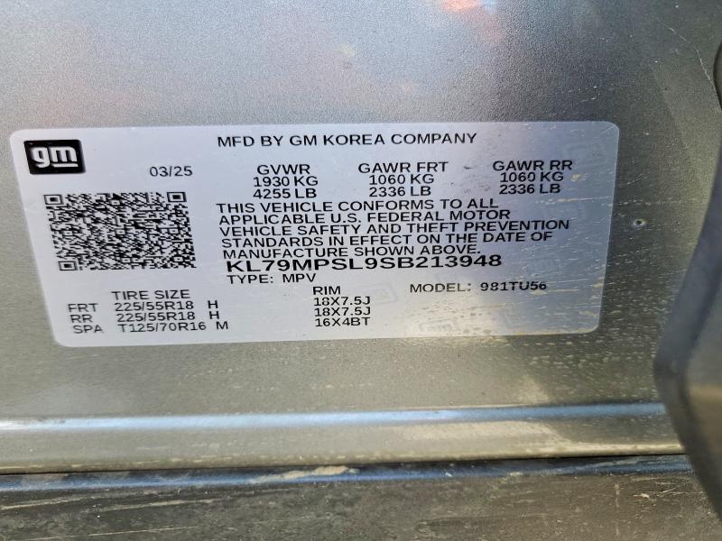 56435616 :رقم المزاد ، KL79MPSL9SB213948 vin ، 2025 Chevrolet Trailblazer مزاد بيع