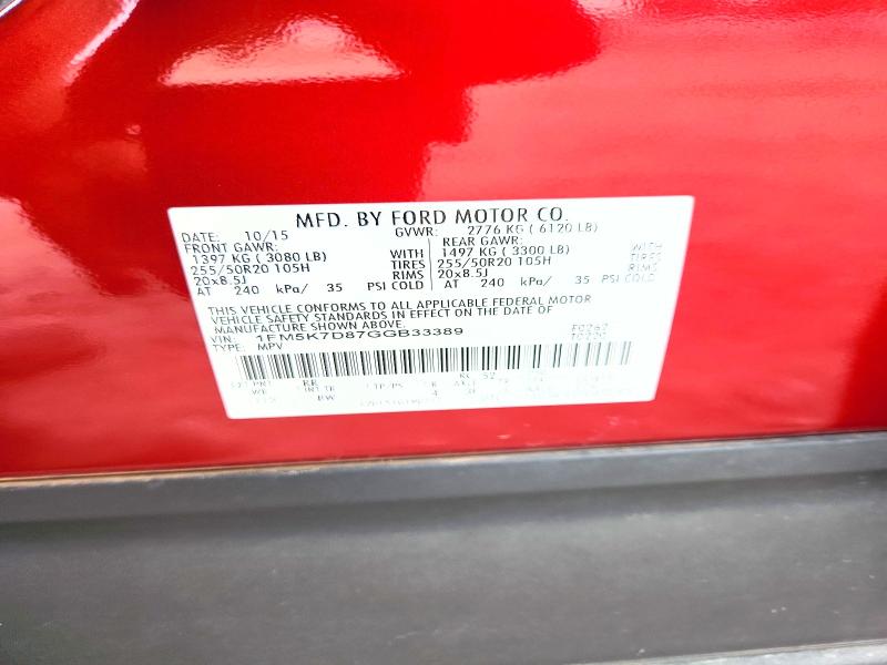 57341686 :رقم المزاد ، 1FM5K7D87GGB33389 vin ، 2016 Ford Exlplorer مزاد بيع