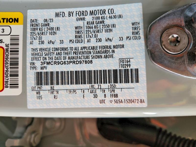 57289536 :رقم المزاد ، 3FMCR9G63PRD97808 vin ، 2023 Ford Bronco Sport مزاد بيع