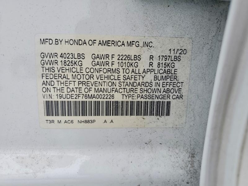 Aukcja sprzedaży 2021 Acura Ilx, vin: 19UDE2F76MA002226, numer aukcji: 57025626