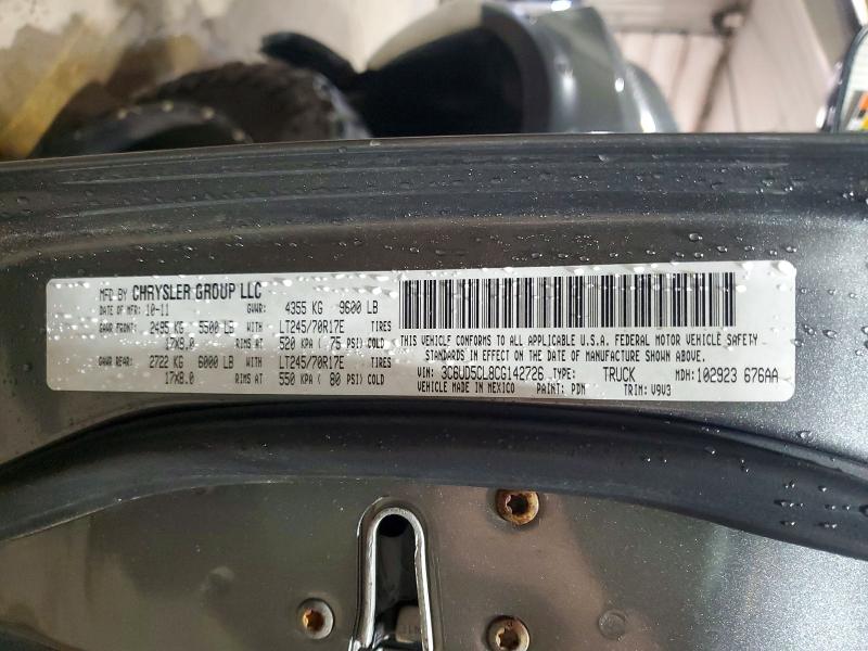 57475636 :رقم المزاد ، 3C6UD5CL8CG142726 vin ، 2012 Dodge Ram 2500 مزاد بيع