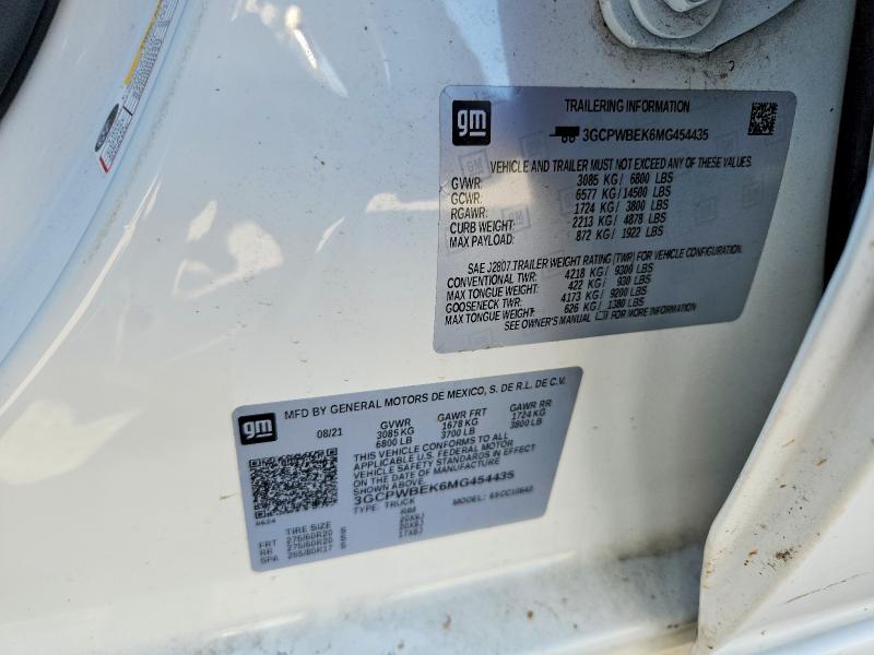 55980246 :رقم المزاد ، 3GCPWBEK6MG454435 vin ، 2021 Chevrolet Silverado مزاد بيع