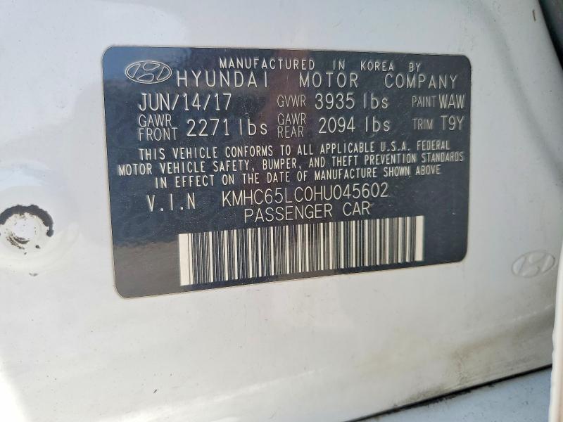 2017 Hyundai Ioniq მანქანა იყიდება აუქციონზე, vin: KMHC65LC0HU045602, აუქციონის ნომერი: 58625676