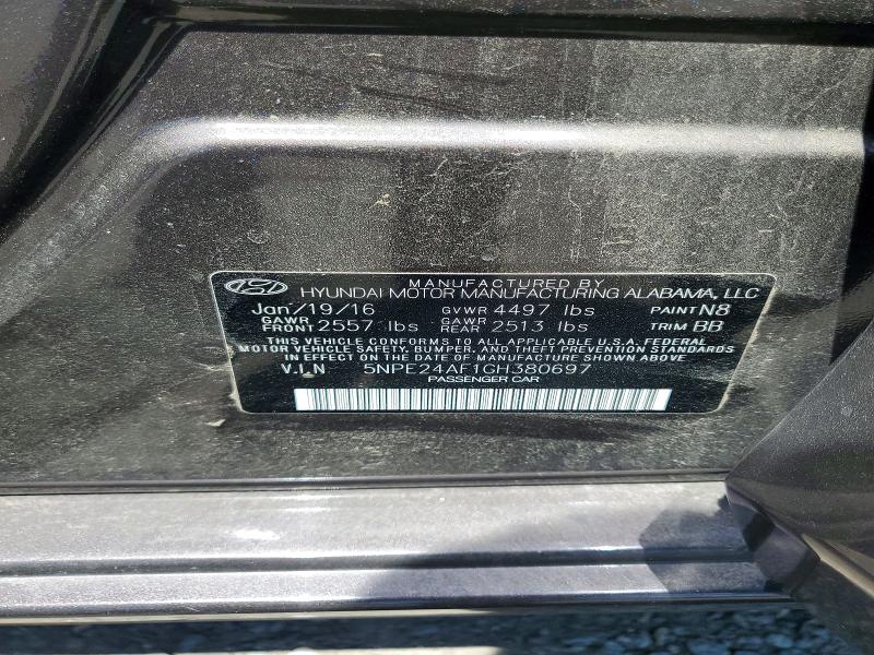 56151246 :رقم المزاد ، 5NPE24AF1GH380697 vin ، 2016 Hyundai Sonata مزاد بيع