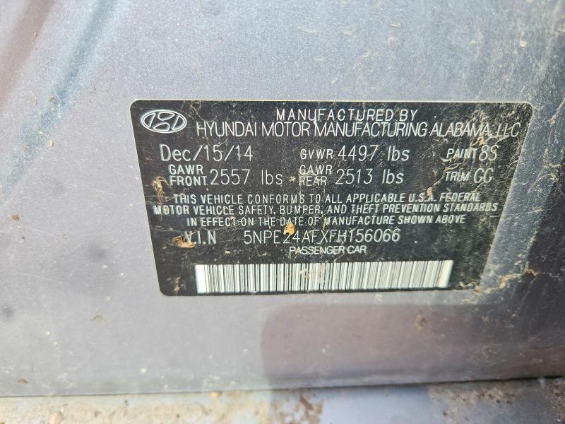57593966 :رقم المزاد ، 5NPE24AFXFH156066 vin ، 2015 Hyundai Sonata مزاد بيع