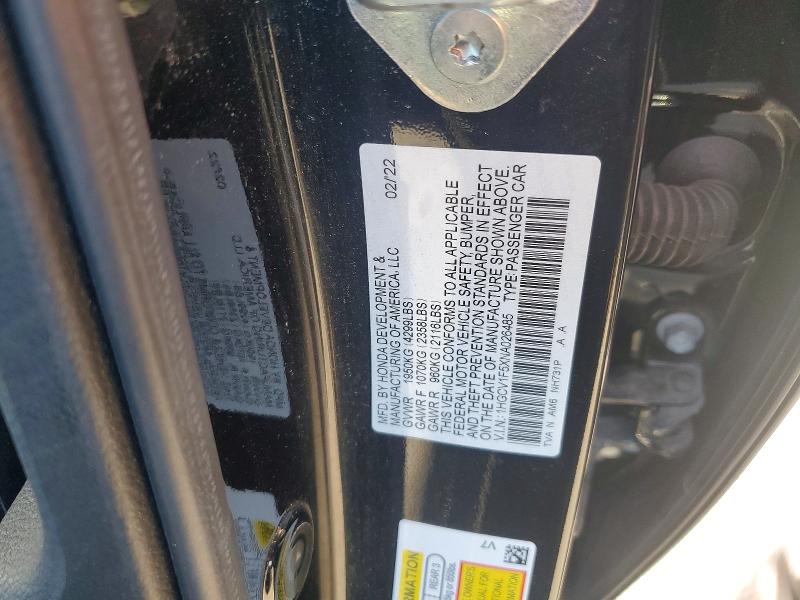Aukcja sprzedaży 2022 Honda Accord, vin: 1HGCV1F5XNA026485, numer aukcji: 56332286