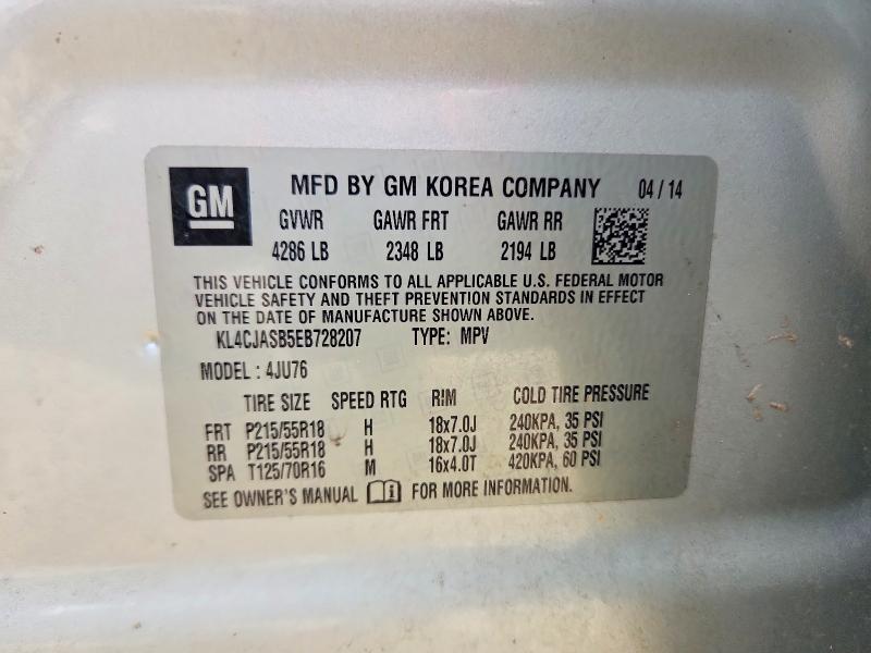 Aukcja sprzedaży 2014 Buick Encore, vin: KL4CJASB5EB728207, numer aukcji: 57496096