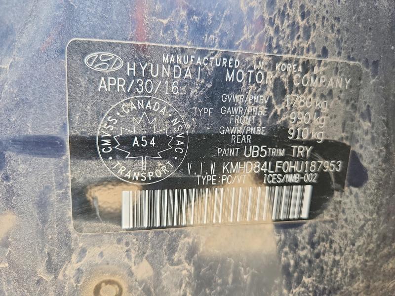2017 Hyundai Elantra მანქანა იყიდება აუქციონზე, vin: KMHD84LF0HU187953, აუქციონის ნომერი: 55560026