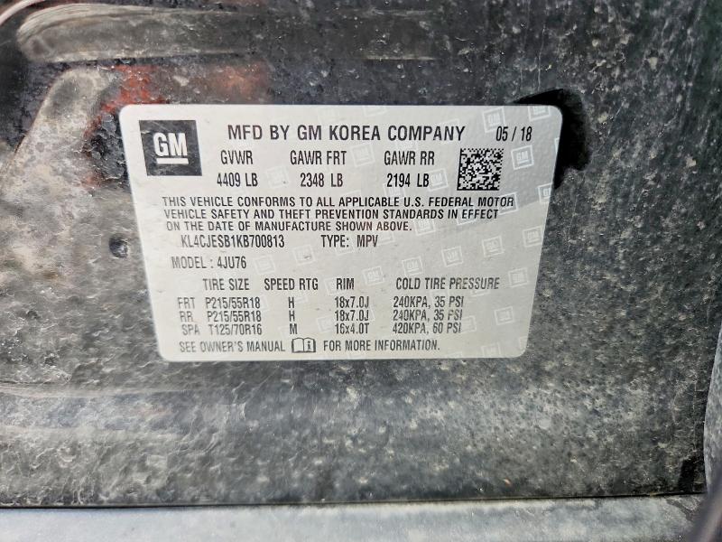 2019 Buick Encore მანქანა იყიდება აუქციონზე, vin: KL4CJESB1KB700813, აუქციონის ნომერი: 56795636