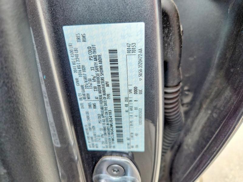 57485576 :رقم المزاد ، 1FMCU9G62MUB24183 vin ، 2021 Ford Escape مزاد بيع