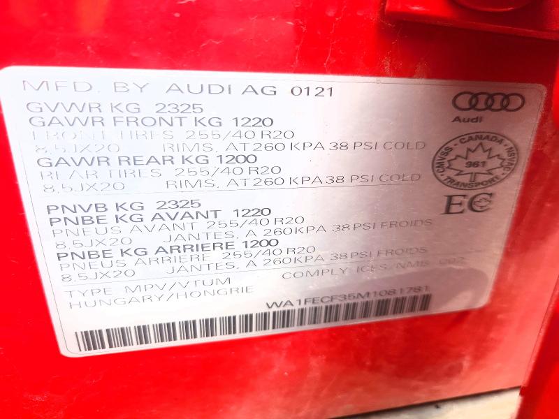 Продажа на аукционе авто 2021 Audi Q3, vin: WA1FECF35M1081781, номер лота: 57491426