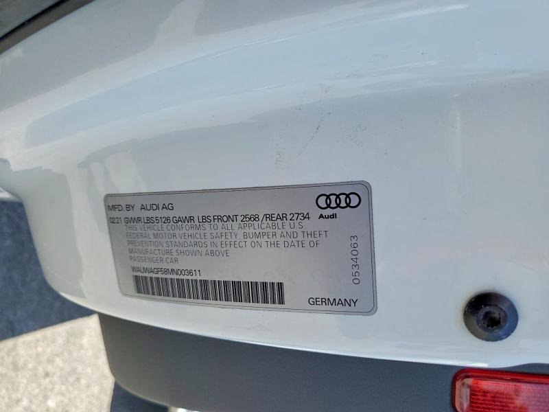 Продажа на аукционе авто 2021 Audi A5, vin: WAUWAGF58MN003611, номер лота: 56703556