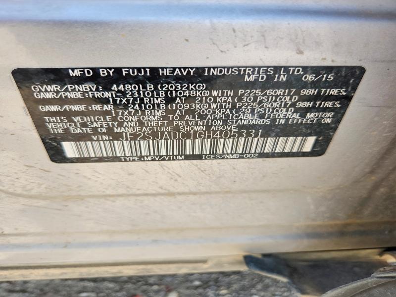56588306 :رقم المزاد ، JF2SJADC1GH405331 vin ، 2016 Subaru Forester مزاد بيع