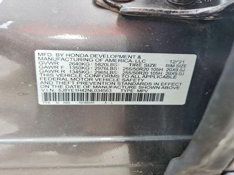 2022 Acura Mdx მანქანა იყიდება აუქციონზე, vin: 5J8YE1H42NL034563, აუქციონის ნომერი: 55309116