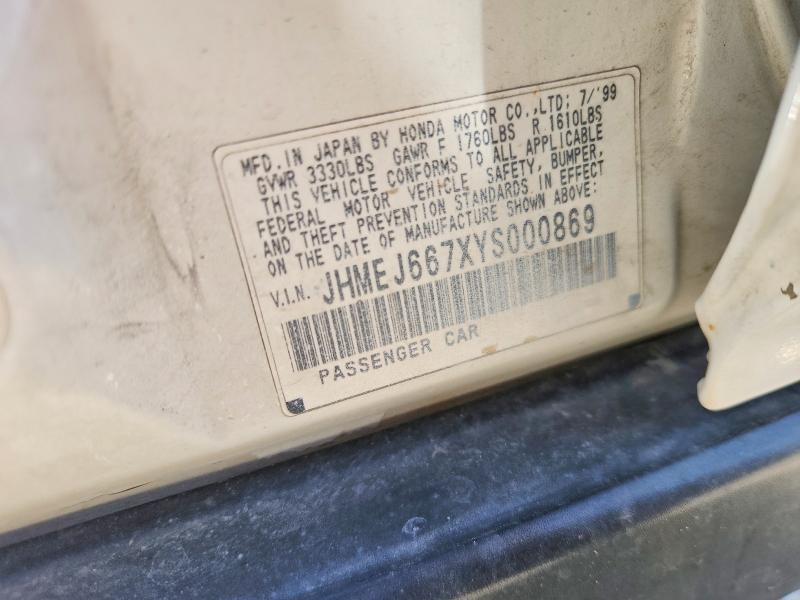 56078396 :رقم المزاد ، JHMEJ667XYS000869 vin ، 2000 Honda Civic مزاد بيع