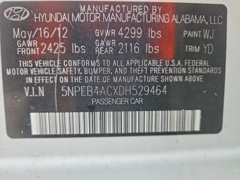 Продаж на аукціоні авто 2013 Hyundai Sonata, vin: 5NPEB4ACXDH529464, номер лоту: 57363326
