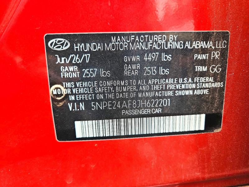 Aukcja sprzedaży 2018 Hyundai Sonata, vin: 5NPE24AF8JH622201, numer aukcji: 56196586