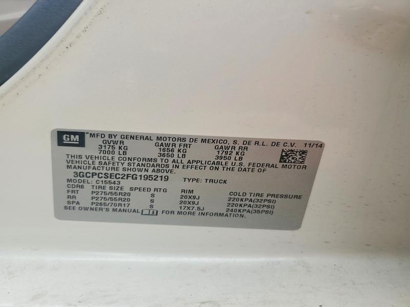 2015 Chevrolet Silverado მანქანა იყიდება აუქციონზე, vin: 3GCPCSEC2FG195219, აუქციონის ნომერი: 58887956