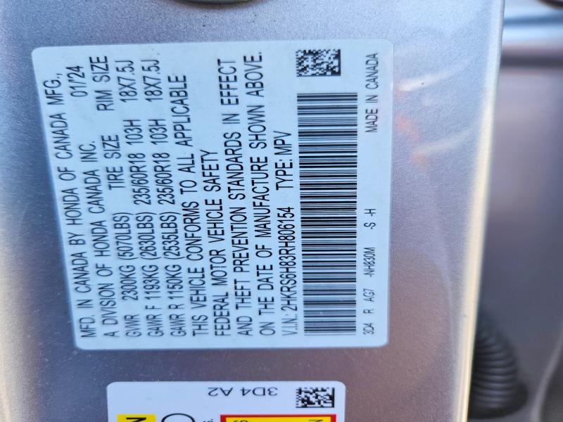 55845176 :رقم المزاد ، 2HKRS6H83RH806154 vin ، 2024 Honda Cr-v مزاد بيع