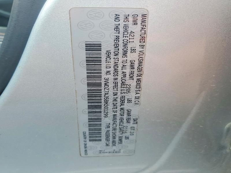 58355536 :رقم المزاد ، 3VWDZ7AJ5BM301299 vin ، 2011 Volkswagen Jetta مزاد بيع