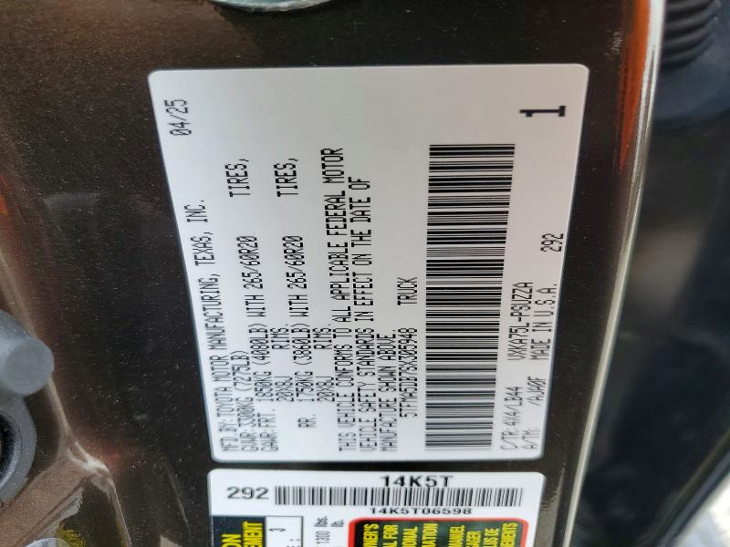 Aukcja sprzedaży 2025 Toyota Tundra, vin: 5TFMA5DB7SX305948, numer aukcji: 56107606