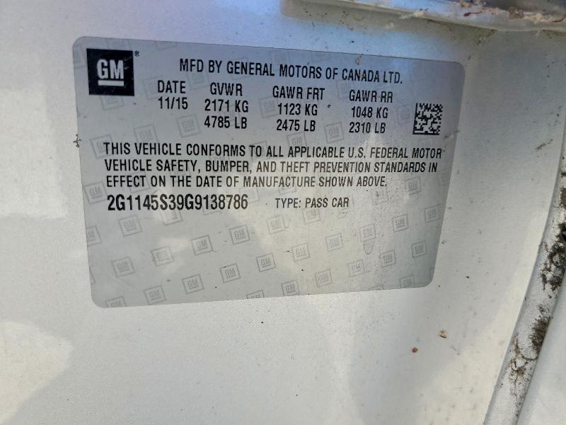 Aukcja sprzedaży 2016 Chevrolet Impala, vin: 2G1145S39G9138786, numer aukcji: 57344056