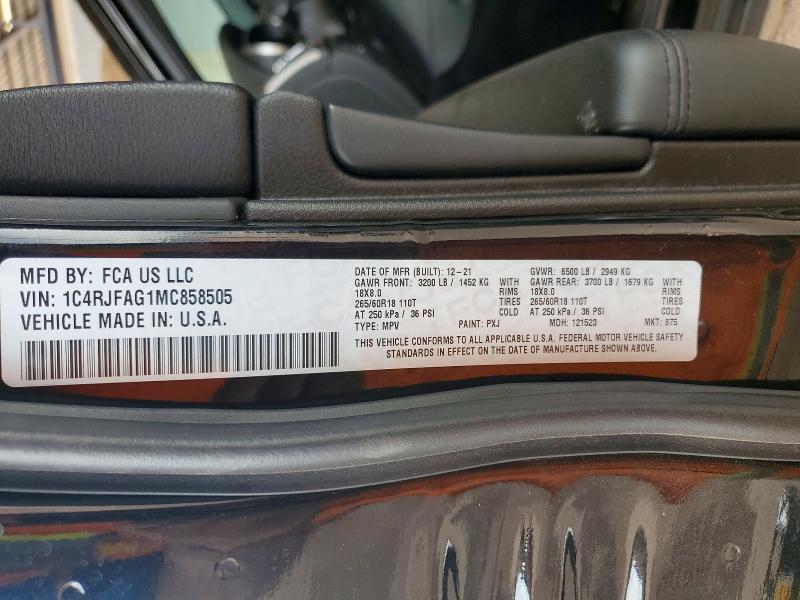 Продаж на аукціоні авто 2021 Jeep Grand Cherokee, vin: 1C4RJFAG1MC858505, номер лоту: 57232926