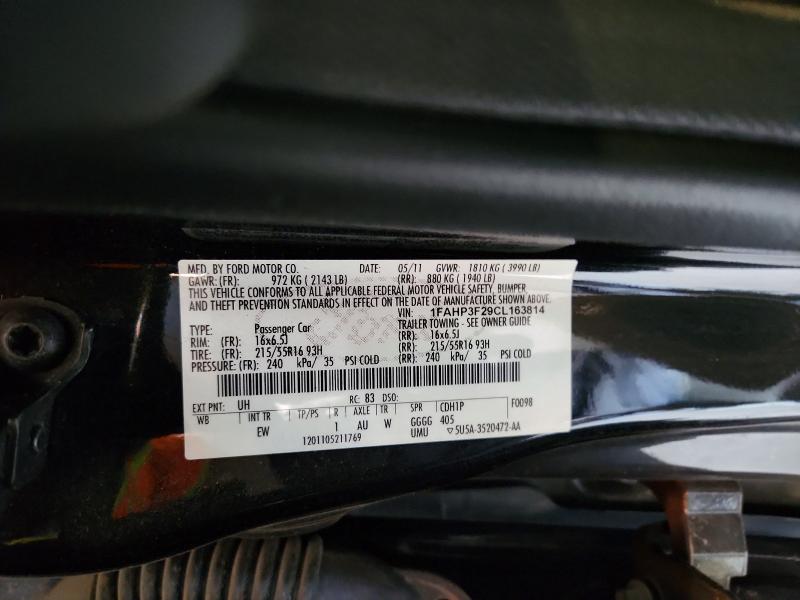 Продаж на аукціоні авто 2012 Ford Focus, vin: 1FAHP3F29CL163814, номер лоту: 55444786