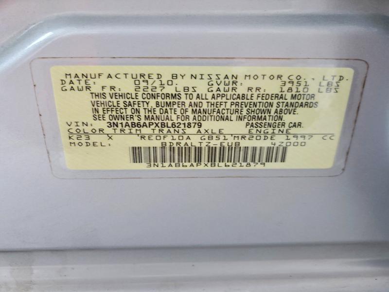 57864596 :رقم المزاد ، 3N1AB6APXBL621879 vin ، 2011 Nissan Sentra مزاد بيع